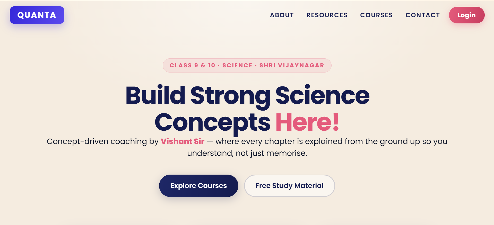 Quanta Classes — Project by Bhavya Sharma